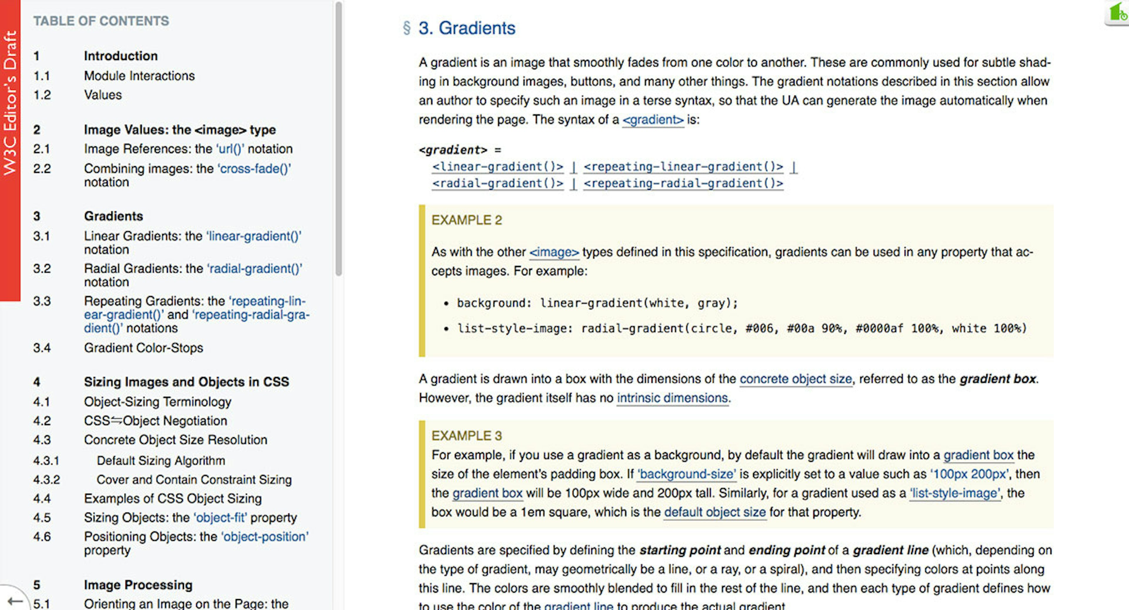 W3C Gradient